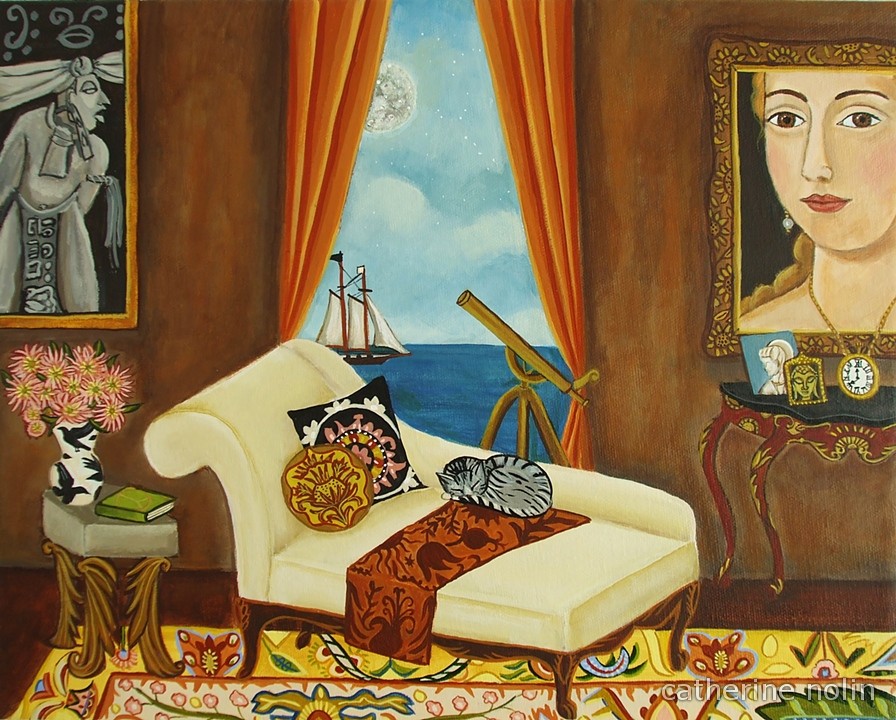art, painting, catherine nolin, spiritual interior, white couch